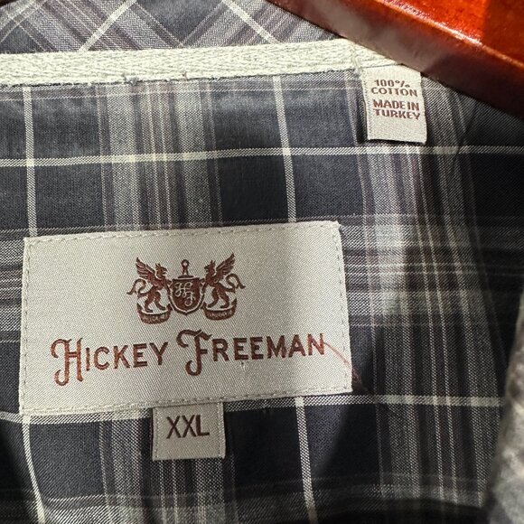 Hickey Freeman Shirt Mens XXL  Gray Cotton Plaid Button Up Long Sleeve - Picture 5 of 7